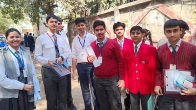 Students in Lucknow after the CBSE Class 10 Math exam. (Handout) Students in Lucknow after the CBSE Class 10 Math exam. (Handout)