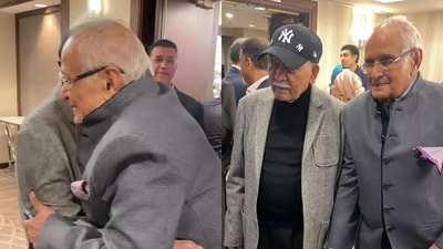 The two friends, who were separated in the India-Pakistan partition, last met in October 2023 and are planning their next reunion in April 2024. (Instagram/@brownhistory) The two friends, who were separated in the India-Pakistan partition, last met in October 2023 and are planning their next reunion in April 2024. (Instagram/@brownhistory)