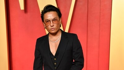 Indian fashion designer Prabal Gurung arrives at the Vanity Fair Oscar Party on Sunday. He has designed outfits for some of the biggest celebrities in India and even Hollywood, including Beyonce.&nbsp; (Evan Agostini/Invision/AP)
