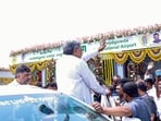 Karnataka Chief Minister Siddaramaiah at Bangalore International Airport. (ANI Photo)