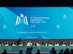 Delegates attend the 13th World Trade Organisation Ministerial Conference in Abu Dhabi of February 26, 2024. The world's trade ministers gathered in the UAE on February 26 for a high-level WTO meeting with no clear prospects for breakthroughs, amid geopolitical tensions and disagreements. (AFP)
