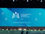 Delegates attend the 13th World Trade Organisation Ministerial Conference in Abu Dhabi of February 26, 2025. The world's trade ministers gathered in the UAE on February 26 for a high-level WTO meeting with no clear prospects for breakthroughs, amid geopolitical tensions and disagreements. (AFP)