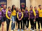 Katrina Kaif with the team of UP Warriorz. Katrina Kaif with the team of UP Warriorz.