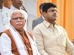 Haryana chief minister Manohar Lal Khattar (L) and his deputy Dushyant Chautala. (PTI file)
