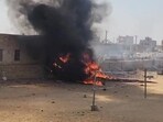 Tejas aircraft meets with an accident in Rajasthan's Jaisalmer on Tuesday. Tejas aircraft meets with an accident in Rajasthan's Jaisalmer on Tuesday.