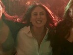 Kriti Sanon, Kareena Kapoor and Tabu in a still from the song. Kriti Sanon, Kareena Kapoor and Tabu in a still from the song.