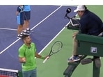 Novak Djokovic in an argument with the chair umpire