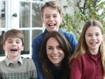 Kate Middleton with her kids - Prince Louis (left), Princess Charlotte (right) and Prince George (centre). 