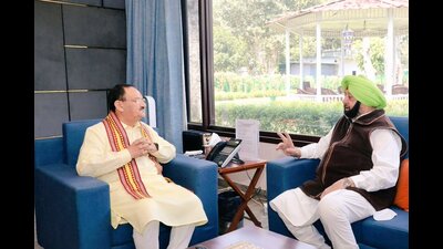 Ex-CM Capt Amarinder Singh with BJP chief JP Nadda. (Source: X)