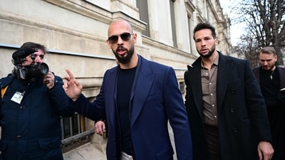 Andrew Tate (L) and Tristan Tate (R) have been arrested in Romania over UK sex offence charges, police said on March 12, 2024. (AFP)