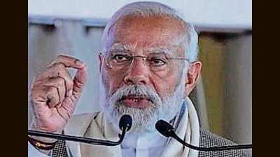 Indian Prime Minister Narendra Modi speaks during the launch of the redevelopment project of the Sabarmati Mahatma Gandhi Ashram in Ahmedabad, India, Tuesday, March 12, 2024. (AP Photo/Ajit Solanki) (AP) Indian Prime Minister Narendra Modi speaks during the launch of the redevelopment project of the Sabarmati Mahatma Gandhi Ashram in Ahmedabad, India, Tuesday, March 12, 2024. (AP Photo/Ajit Solanki) (AP)