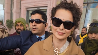 Kangana Ranaut in Ayodhya, ahead of the consecration ceremony of Ram Mandir in January. (File Photo/ PTI) Kangana Ranaut in Ayodhya, ahead of the consecration ceremony of Ram Mandir in January. (File Photo/ PTI)