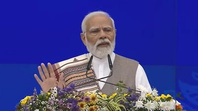 Prime Minister Narendra Modi addresses during the inauguration, dedication and foundation stone laying of various projects, in Ahmedabad, Tuesday, March 12, 2024. (PTI) Prime Minister Narendra Modi addresses during the inauguration, dedication and foundation stone laying of various projects, in Ahmedabad, Tuesday, March 12, 2024. (PTI)