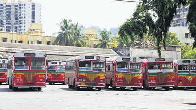 Mumbai, India - June 7, 2020: BEST buses are ready at wadala depot for routine regular travels from tomorrow onwards for the passenger's in Mumbai, after long time due to the coronavirus pandemic in Mumbai, in Mumbai, India, on Sunday, 0June 7,, 2020. (Photo by Bhushan Koyande/ HT) (HT PHOTO)