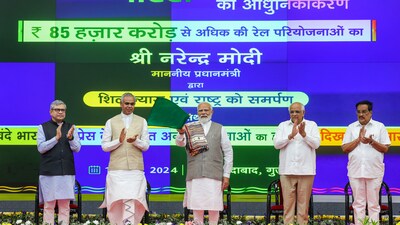 PM Narendra Modi also flagged off the extension of four Vande Bharat trains.&nbsp; (PTI)