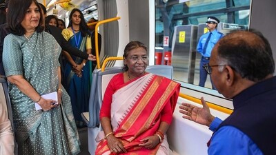 President Droupadi Murmu took a short metro ride to arrive at the iconic Mahatma Gandhi Metro Station, on the historic day of the commencement of the Dandi March by Mahatma Gandhi, in Mauritius. (PTI) President Droupadi Murmu took a short metro ride to arrive at the iconic Mahatma Gandhi Metro Station, on the historic day of the commencement of the Dandi March by Mahatma Gandhi, in Mauritius. (PTI)