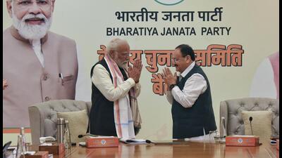 Prime Minister Narendra Modi at the party's Central Election Committee (CEC) meeting. (ANI) Prime Minister Narendra Modi at the party's Central Election Committee (CEC) meeting. (ANI)