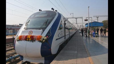 The second Vande Bharat train was flagged off by Prime Minister Narendra Modi virtually on Tuesday. (Sant Arora/HT) The second Vande Bharat train was flagged off by Prime Minister Narendra Modi virtually on Tuesday. (Sant Arora/HT)