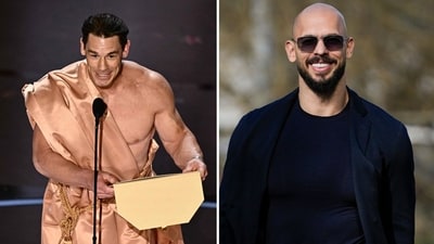Andrew Tate has decoded John Cena's nude Oscars look (Photo by Patrick T. Fallon / AFP, AP Photo/Andreea Alexandru) Andrew Tate has decoded John Cena's nude Oscars look (Photo by Patrick T. Fallon / AFP, AP Photo/Andreea Alexandru)