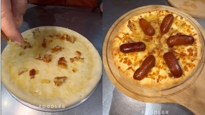 The image shows the cheesy gulab jamun pizza. (Instagram/@realfoodler) The image shows the cheesy gulab jamun pizza. (Instagram/@realfoodler)