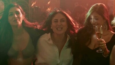 Kriti Sanon, Kareena Kapoor and Tabu in a still from the song. Kriti Sanon, Kareena Kapoor and Tabu in a still from the song.