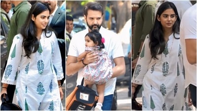 Isha Ambani and Anand Pirramal with their kids in Mumbai. (Instagram) Isha Ambani and Anand Pirramal with their kids in Mumbai. (Instagram)