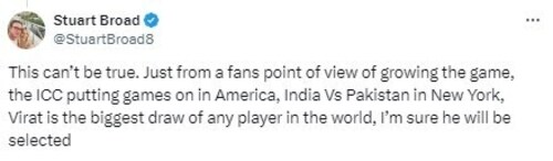 Stuart Broad's post on Virat Kohli Stuart Broad's post on Virat Kohli