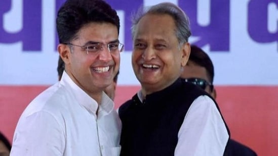 Former Rajasthan chief minister Ashok Gehlot and Congress leader Sachin Pilot (PTI Photo)