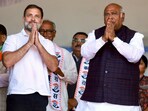 Congress President Mallikarjun Kharge and party leader Rahul Gandhi.