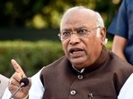 Congress President Mallikarjun Kharge addresses a special press briefing at his residence in New Delhi on Tuesday.