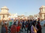 Devotees at the Ram Janmabhoomi Temple in Ayodhya.