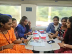 Snapshot of the women singing in the Vande Bharat Express train. Snapshot of the women singing in the Vande Bharat Express train.