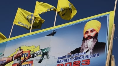 A mural features the image of Hardeep Singh Nijjar in Surrey, (REUTERS)