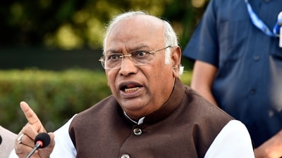 Congress President Mallikarjun Kharge addresses a special press briefing at his residence in New Delhi on Tuesday. (ANI) Congress President Mallikarjun Kharge addresses a special press briefing at his residence in New Delhi on Tuesday. (ANI)
