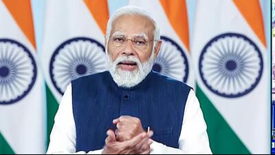 Prime Minister Narendra Modi addresses the foundation stone-laying ceremony of three semiconductor facilities, via video conferencing, in New Delhi on Wednesday. (ANI) Prime Minister Narendra Modi addresses the foundation stone-laying ceremony of three semiconductor facilities, via video conferencing, in New Delhi on Wednesday. (ANI)
