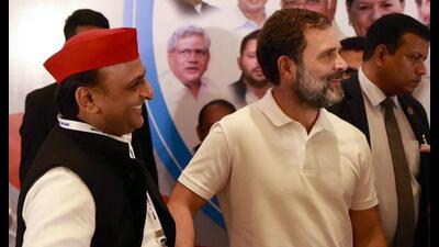 The video version of the song has clips from the joint show that Akhilesh and Rahul put up in Agra on February 25 when the former joined Rahul’s Nyay Yatra in Taj City; more campaign songs are in the works (File Photo) The video version of the song has clips from the joint show that Akhilesh and Rahul put up in Agra on February 25 when the former joined Rahul’s Nyay Yatra in Taj City; more campaign songs are in the works (File Photo)
