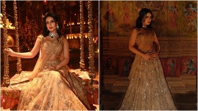 Recently, Nysa's stylist shared another look she wore for Anant Ambani and Radhika Merchant's pre-wedding bash. The pictures show her dressed in a Tarun Tahiliani lehenga set. (Instagram) Recently, Nysa's stylist shared another look she wore for Anant Ambani and Radhika Merchant's pre-wedding bash. The pictures show her dressed in a Tarun Tahiliani lehenga set. (Instagram)