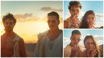 Tiger Shroff and Akshay Kumar with Manushi Chillar and Alaya F in Bade Miyan Chote Miyan song Wallah Habibi. Tiger Shroff and Akshay Kumar with Manushi Chillar and Alaya F in Bade Miyan Chote Miyan song Wallah Habibi.