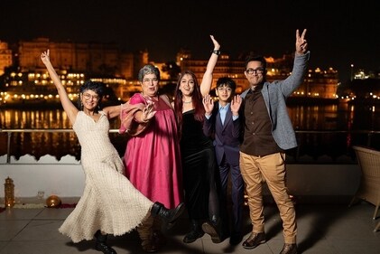 (L-R) Kiran Rao, Reena Dutta, Ira Khan, Azad Rao Khan and Aamir Khan pose during Iran's wedding in January 2024. (L-R) Kiran Rao, Reena Dutta, Ira Khan, Azad Rao Khan and Aamir Khan pose during Iran's wedding in January 2024.