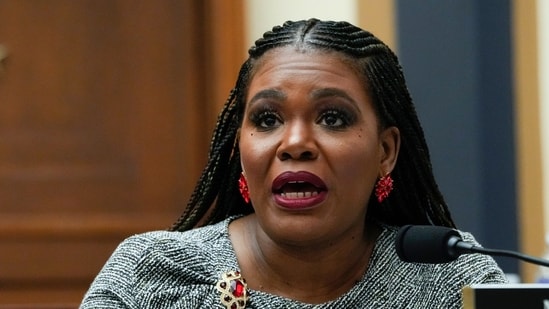 Rep. Cori Bush, D-Mo., speaks during a House Judiciary Committee hearing with Department of Justice Special Counsel Robert Hur, Tuesday March 12, 2024. (AP)