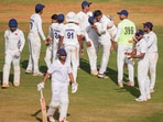 Mumbai's Musheer Khan celebrates with teammates the wicket of Vidharbha's batter Karun Nair during Ranji Trophy final Mumbai's Musheer Khan celebrates with teammates the wicket of Vidharbha's batter Karun Nair during Ranji Trophy final