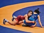 Wrestler Vinesh Phogat in a 2020 bout