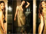 Pooja Hegde is a total stunner who knows how to hit fashion targets like a pro. Be it a chic jumpsuit or a sartorial saree, the diva can turn any outfit into a glamorous affair. She is quite active on social media and her stunning Instagram feeds are a treasure trove of style inspiration for all her followers. Her latest look, oozing glamour in a mesmerising gold gown, is no exception and is sure to leave you in awe. Lets decode her striking look and take some fashion notes.&nbsp;