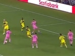 Lionel Messi scores for Inter Miami. Lionel Messi scores for Inter Miami.