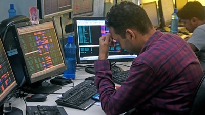 Stock market today: A share broker reacts as Sensex and Nifty prices plummet in Kolkata. (ANI) Stock market today: A share broker reacts as Sensex and Nifty prices plummet in Kolkata. (ANI)