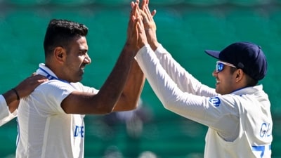 India's Ravichandran Ashwin (C) celebrates with Shubman Gill (R) during the Test series against England (AFP) India's Ravichandran Ashwin (C) celebrates with Shubman Gill (R) during the Test series against England (AFP)