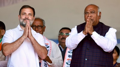 Congress President Mallikarjun Kharge and party leader Rahul Gandhi. (Congress-X) Congress President Mallikarjun Kharge and party leader Rahul Gandhi. (Congress-X)