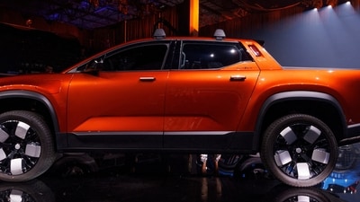 Electric car company Fisker shows off its Alaska pickup truck in Huntington Beach, California. (Reuters)