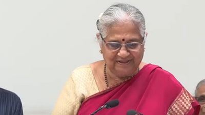 Author and philanthropist Sudha Murty took oath as Rajya Sabha member on Thursday. (Sansad TV) Author and philanthropist Sudha Murty took oath as Rajya Sabha member on Thursday. (Sansad TV)