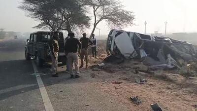 The head-on collision occurred around 7am on the state highway near Rawatsar. (HT photo)